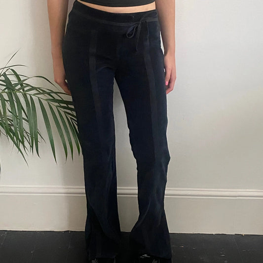 Vintage navy Penny Pull Cord Trousers - womens 28" waist