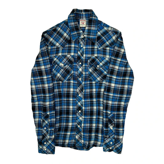 Vintage True Religion Checked Flannel Shirt - Medium Blue Cotton