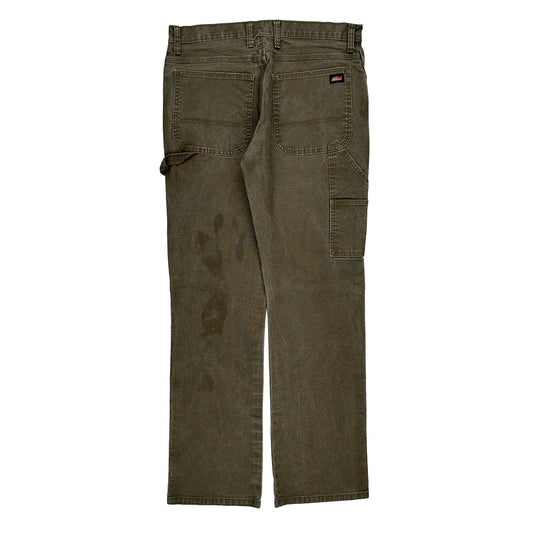 Dickies Carpenter Trousers - 34W 33L Green Cotton