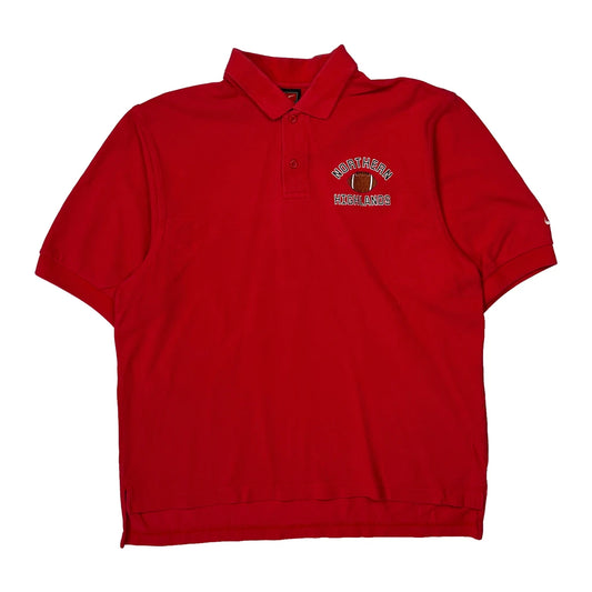 Vintage Northern Highlands Nike Graphic Polo Shirt - Medium Red Cotton