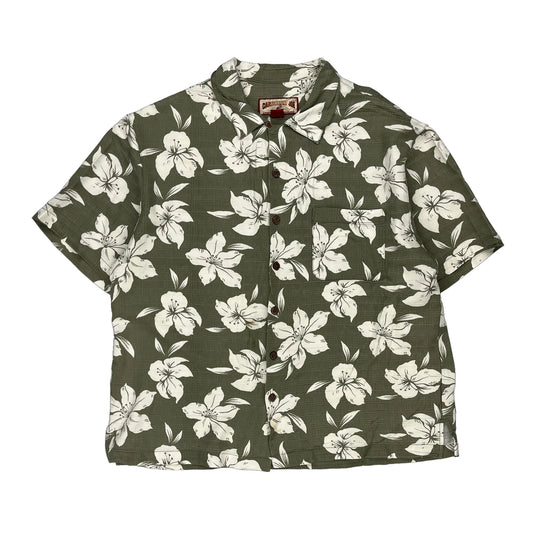 Caribbean Joe Floral Hawaiian Shirt - XL Green Viscose