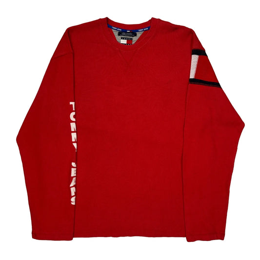 Tommy Jeans Spellout Jumper - XL Red Cotton
