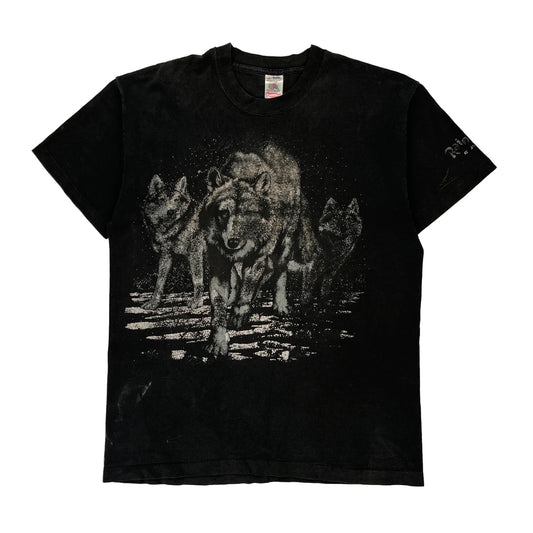 Fruit Of The Loom Single Stitch T-Shirt - Large Black Cotton