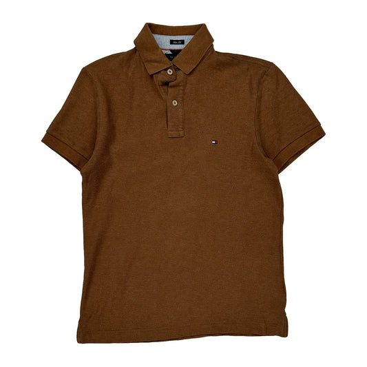 Tommy Hilfiger Slim Fit Polo Shirt - Small Brown Cotton