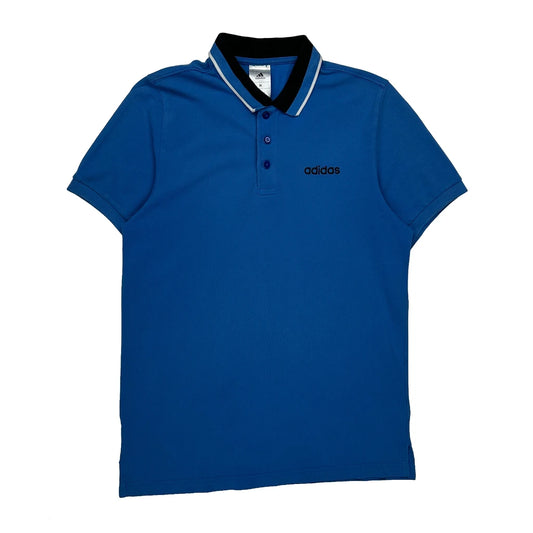 Vintage Adidas Polo Shirt - Medium Blue Cotton