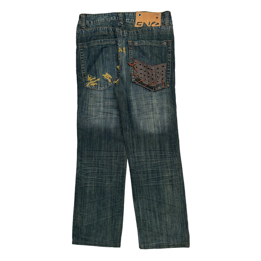 Jean'Session Worn-Out & D-Stressed Energie Studded Jeans - 32W 31L Dark Wash Denim