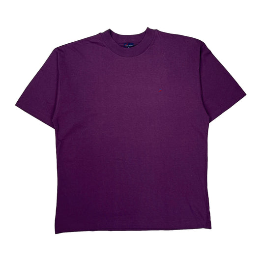 Vintage Blank Daniel Hechter Single Stitch T-Shirt - XL Purple Cotton