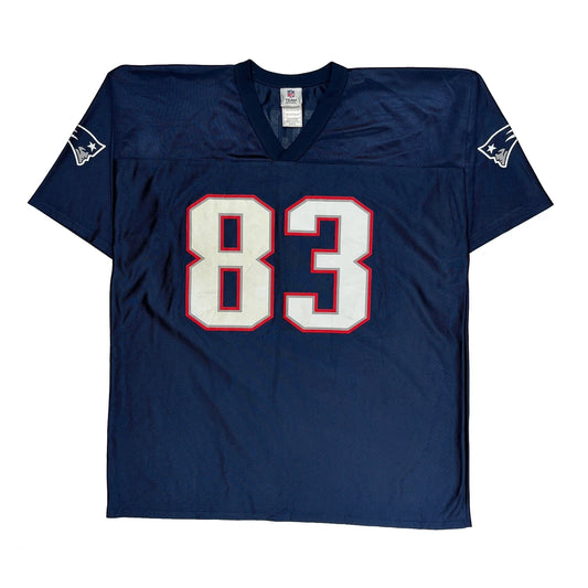 Vintage New England Patriots N.F.L. Team Apparel Football Jersey - XL Blue Polyester