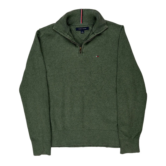 Tommy Hilfiger 1/4 Zip - Medium Green Cotton Blend