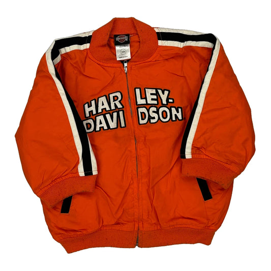 24 Months Harley Davidson Spellout Bomber Jacket - XS Orange Nylon