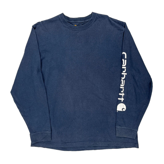 Carhartt Long Sleeve T-Shirt - Large Blue Cotton