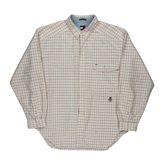 Tommy Hilfiger Checked Shirt - XL Cream Cotton