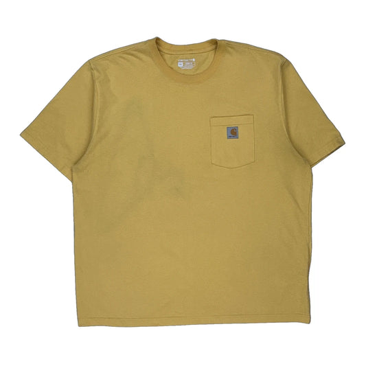 Carhartt T-Shirt - 2XL Yellow Cotton Blend