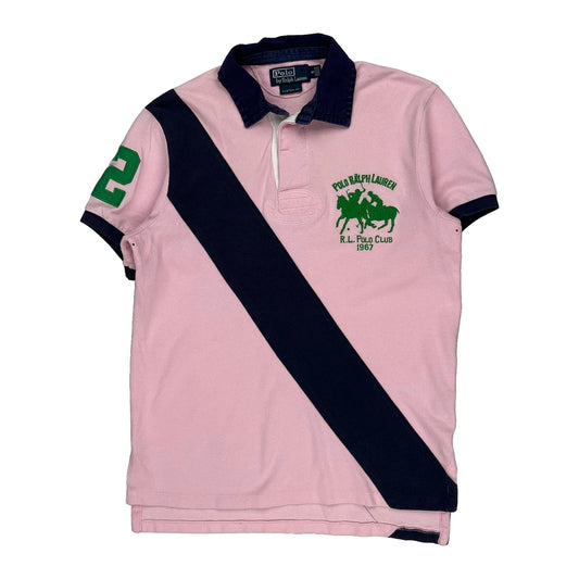 Polo By Ralph Lauren Striped Polo Shirt - Small Navy Cotton