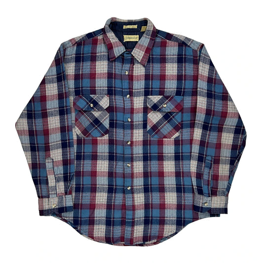 St. Johns Bay Checked Flannel Shirt - XL Blue Acrylic