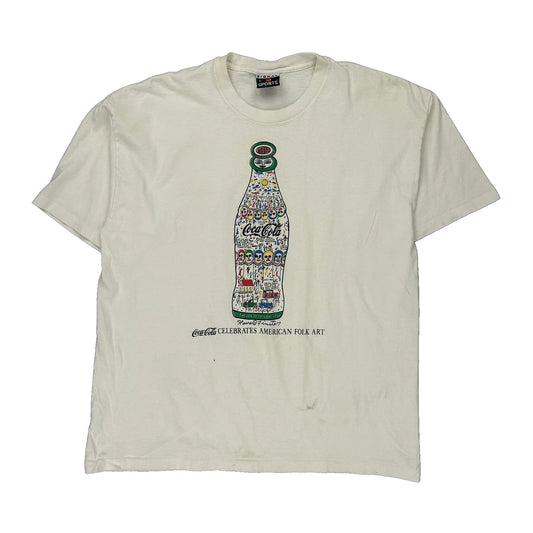 Celebrates American Folk Art Coca-Cola Single Stitch T-Shirt - XL Cream Cotton
