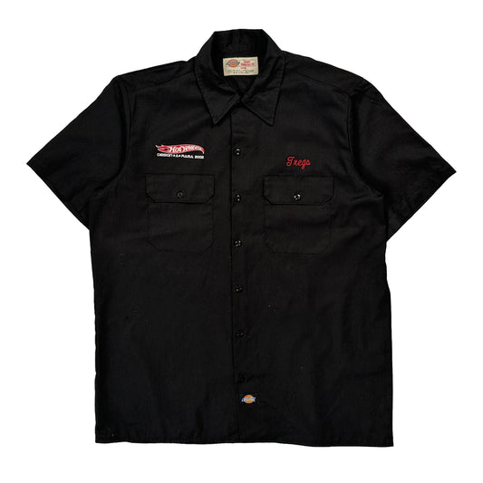 Hot Wheels Team Plaza 2002 Dickies Graphic Workwear Short Sleeve Shirt - Large Black Polyester