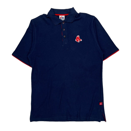 Boston Red Sox Majestic Polo Shirt - Medium Navy Cotton