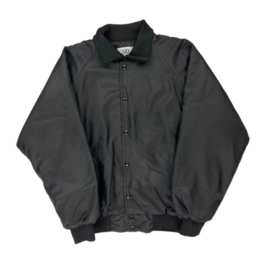 Excavating Unbranded Graphic Bomber Jacket - Large Black Polyester