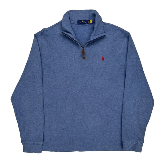 Polo By Ralph Lauren 1/4 Zip - Large Blue Cotton