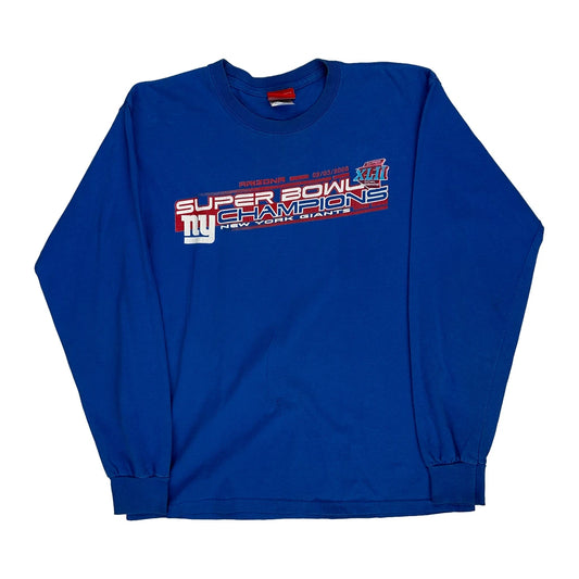 New York Giants Nfl Long Sleeve T-Shirt - Medium Blue Cotton