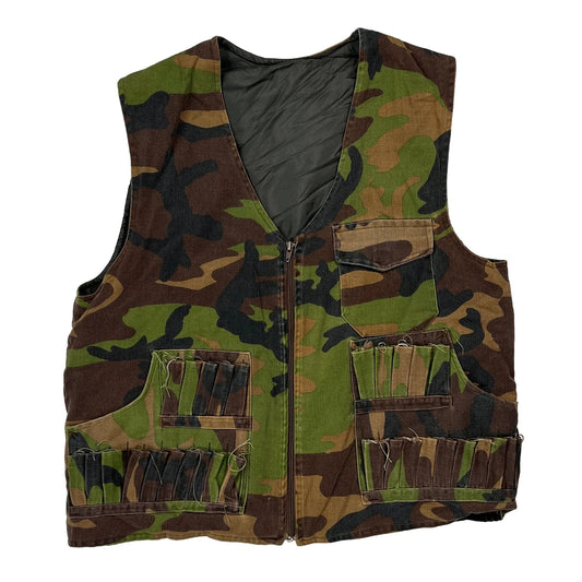 Vintage Army Utility Camo Gilet - Large Camo Cotton