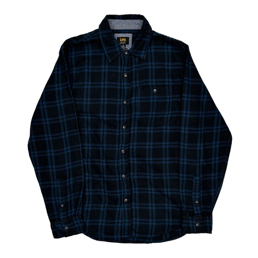 Lee Checked Flannel Shirt - Medium Black Cotton