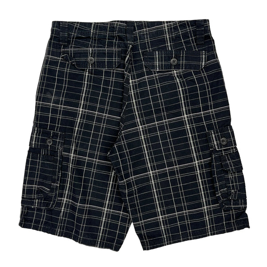 Lee Checked Cargo Shorts - 32W 10L Black Cotton