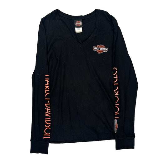 Paris-Bastille Harley Davidson Long Sleeve T-Shirt - XL Black Cotton