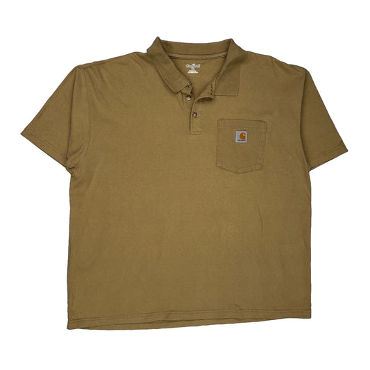 Carhartt Polo Shirt - XL Brown Cotton