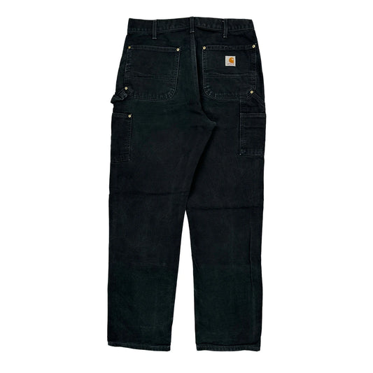 Vintage Made In USA Carhartt B01 Blk Double Knee Carpenter Trousers - 32W 33L Black Cotton