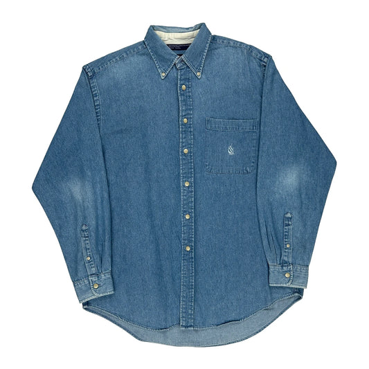 Nautica Denim Shirt - Large Blue Cotton