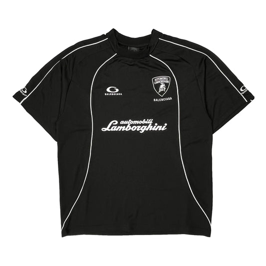 Vintage Automobili Lamborghini Balenciaga Graphic Football Shirt - Large Black Polyester