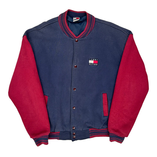 Made In USA Tommy Hilfiger Varsity Jacket - 2XL Navy Cotton