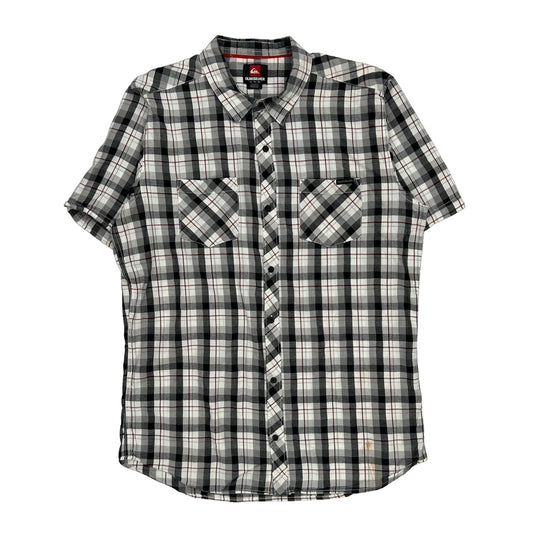 Quiksilver Checked Short Sleeve Shirt - XL Black & White Cotton
