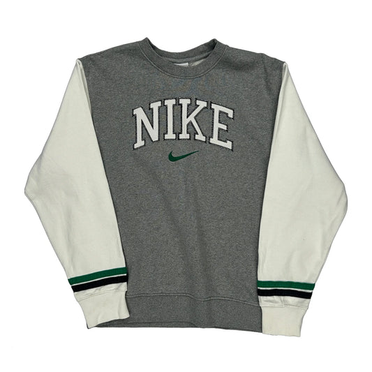 Nike Spellout Sweatshirt - Small Grey Cotton