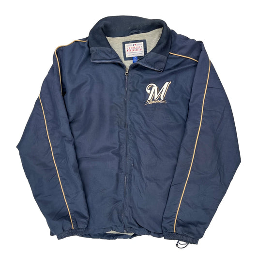 Milwaukee Brewers Mlb Jacket - Large Navy Polyester