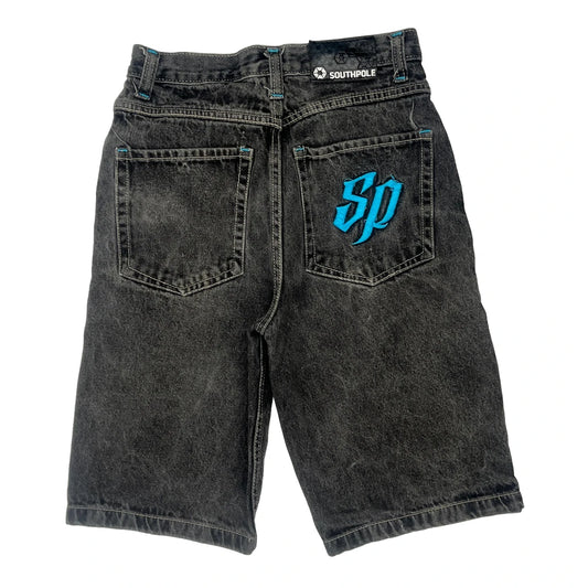 Age 10-12 South Pole Baggy Denim Shorts - 25W 11L Acid Wash Denim