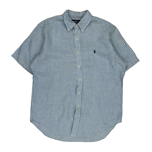 Ralph Lauren Checked Short Sleeve Shirt - Large Blue Cotton