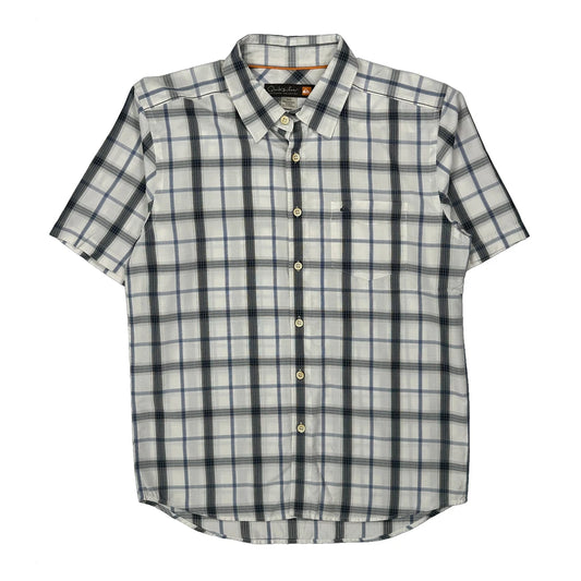 Vintage Quiksilver Checked Short Sleeve Shirt - Medium White Cotton