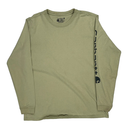 Carhartt Long Sleeve T-Shirt - Large Khaki Cotton