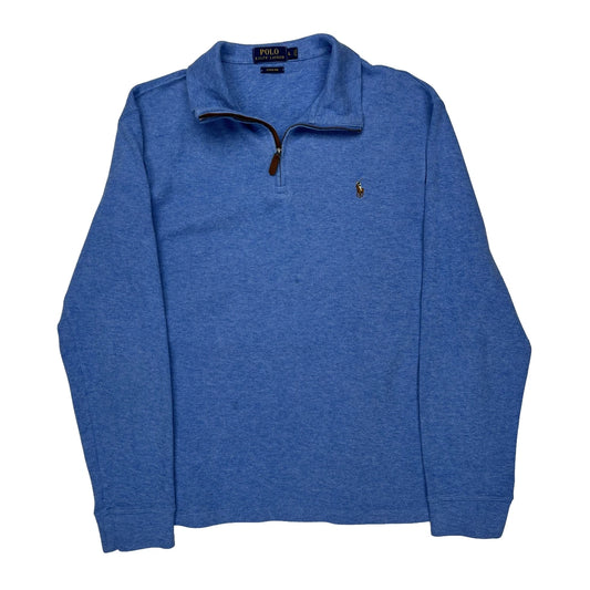 Polo By Ralph Lauren 1/4 Zip - Large Blue Cotton