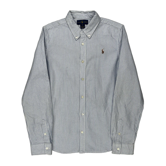 Age 12 Ralph Lauren Striped Shirt - Medium Blue Cotton