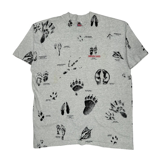 Oregon Caves Fruit Of The Loom Single Stitch T-Shirt - 2XL Grey Cotton