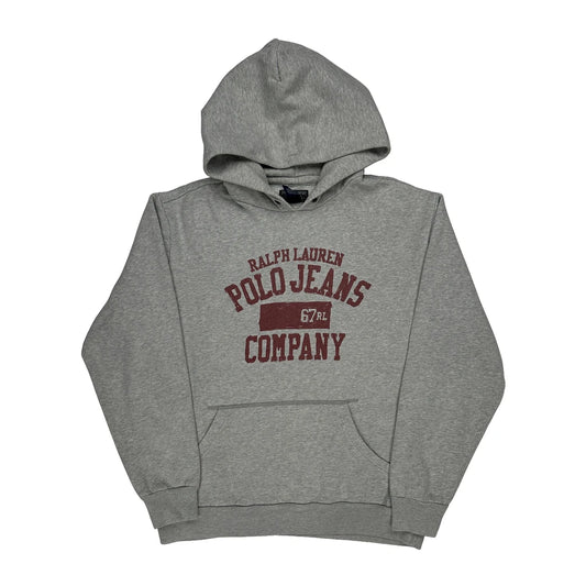 Vintage Polo Jeans Ralph Lauren Spellout Hoodie - Large Grey Cotton Blend