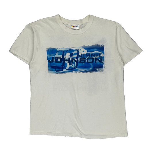 Jimmie Johnson Nascar Graphic T-Shirt - Large White Cotton