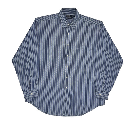 Polo By Ralph Lauren Striped Shirt - Large Blue Cotton