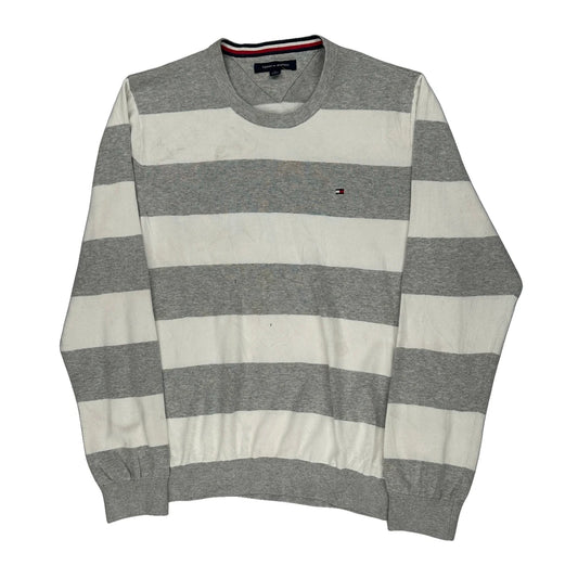 Tommy Hilfiger Striped Jumper - XL Grey Cotton