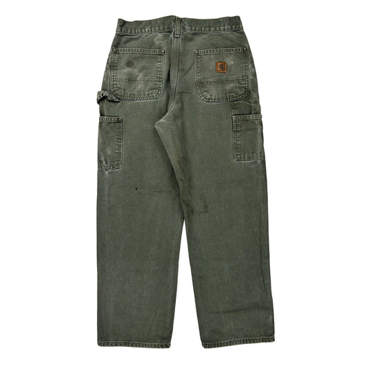 Carhartt Double Knee Carpenter Trousers - 29W 31L Green Cotton