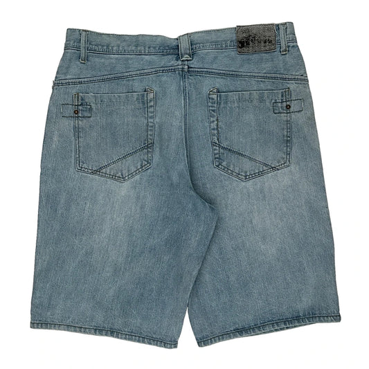 Piping Hot Denim Shorts - 36W 12L Light Wash Denim